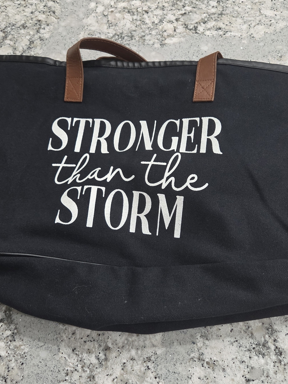 Love In Faith Black Tote with White Script Logo